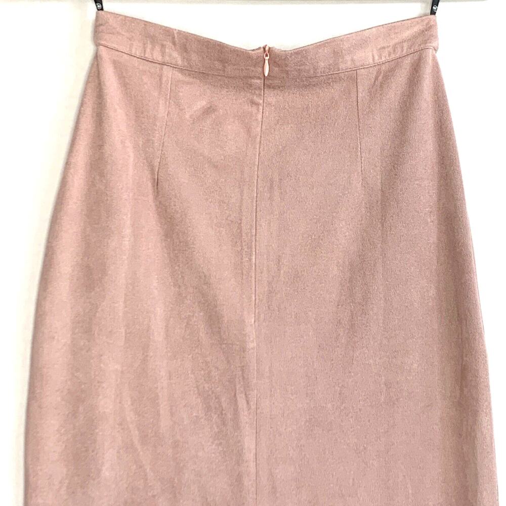 Missguided Skirt Womens 2 Pink Midi Suede Like Bodycon Zipper Front Slit - Picture 5 of 12